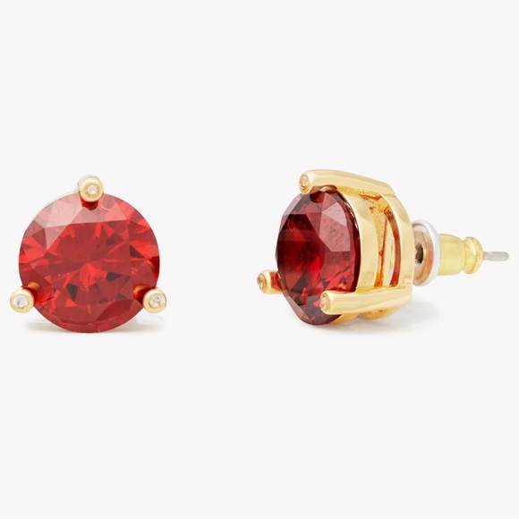 Kate Spade Garnet Red Rise and Shine Studs Cubic Zirconia Titanium Post Earrings - Picture 4 of 7